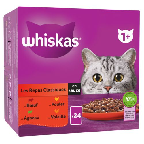 WHISKAS Sachets fraîcheurs en sauce pour chat 24x85g