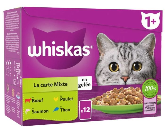 WHISKAS Sachets fraîcheur Carte Mixte en gelée pour chat adulte