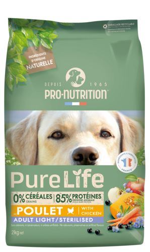 PRO-NUTRITION Flatazor Croquette sans céréales pour chien stérilisé Pure Life Light