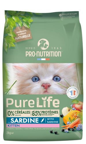 PRO-NUTRITION Croquettes chaton à la sardine Flatazor PURE LIFE sans céréales