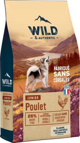 WILD & AUTHENTIC Croquettes Chiot sans céréales au poulet