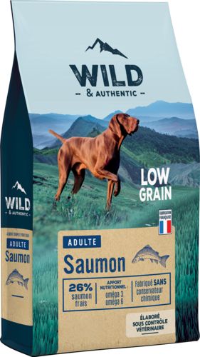 WILD & AUTHENTIC Croquettes Chien au saumon pauvres en céréales
