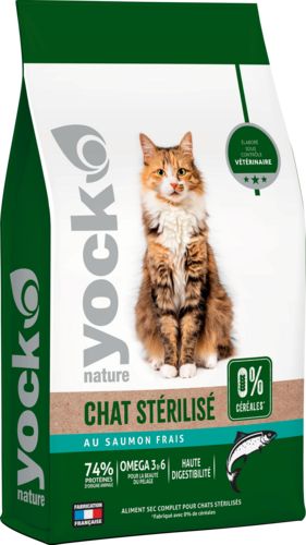 YOCK NATURE Croquettes sans céréales pour Chat stérilisé au saumon frais 3 kg