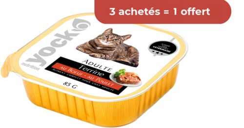 YOCK NUTRITION Terrine au boeuf et au poulet pour chat 85g