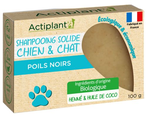 Shampoing solide poils noirs pour chien et chat ACTIPLANT