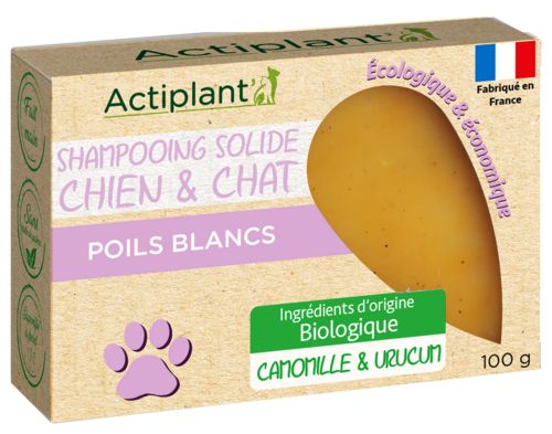 Shampoing solide poils blancs pour chien et chat ACTIPLANT