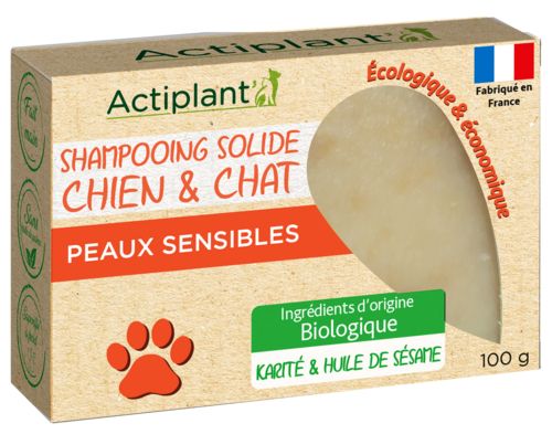 Shampoing solide peaux sensibles pour chien et chat ACTIPLANT