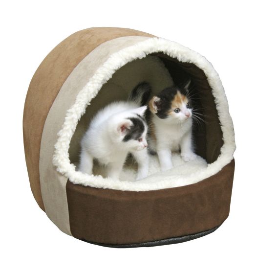 Panier igloo beige et marron Amy pour chien et chat KERBL