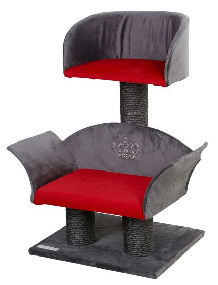 Arbre à chat Lounge grand format gris et rouge pour chat DELUXE KERBL