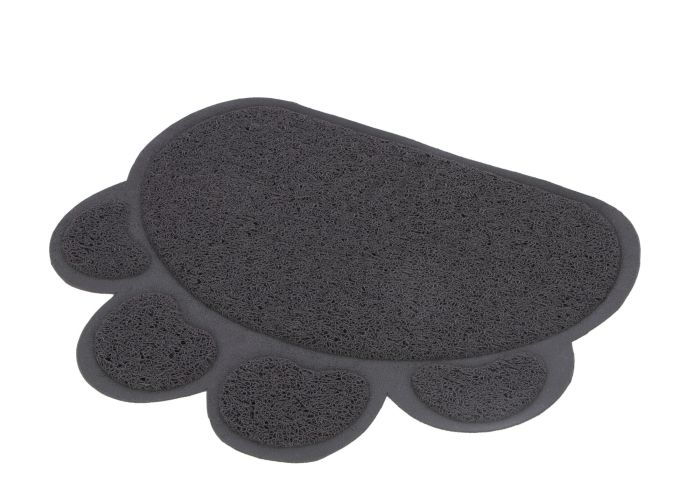 Tapis de litière noir antidérapant patte de chat pour chat KERBL