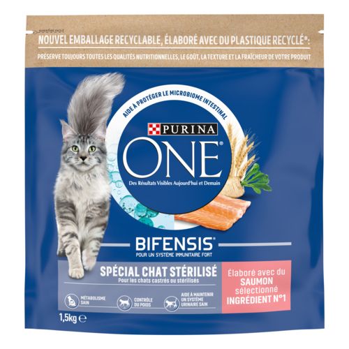 PURINA ONE Croquettes chat BIFENSIS Saumon & blé pour Chat stérilisé