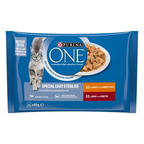 PURINA ONE Pâtée chat stérilisé au poulet 4x85g