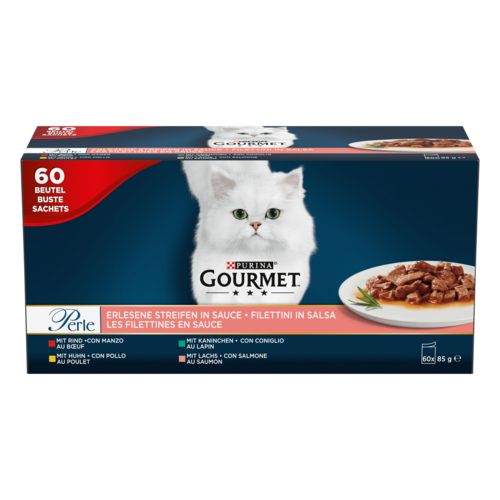 GOURMET Pâtées pour chat perle filettines sauce multivariétés 60x85g