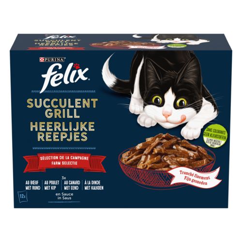 FELIX Pâtée à la viande pour chat Succulent Grill 12x80g