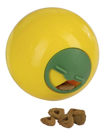 Balle à friandises jaune de 7,5 cm pour chat KERBL