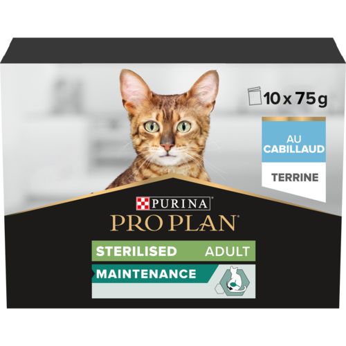 PRO PLAN Pâtées chat adult sterilised maintenance terrine au cabillaud 10x75g