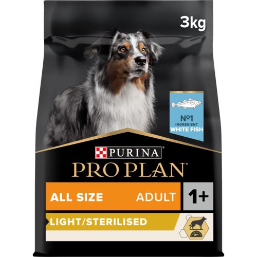PRO PLAN Croquettes chien adulte light/sterilised au poisson blanc Toutes tailles