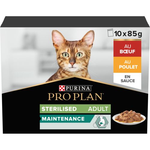 PRO PLAN Pâtées chat adulte stérilisé boeuf poulet 10x85g