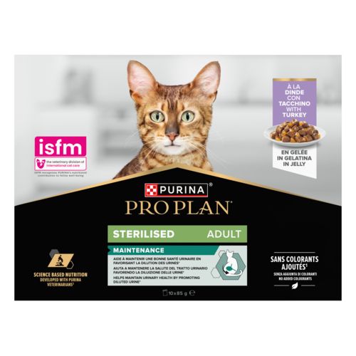 PRO PLAN Pâtée à la dinde en gelée maintenance pour chats stérilisés 10x85g