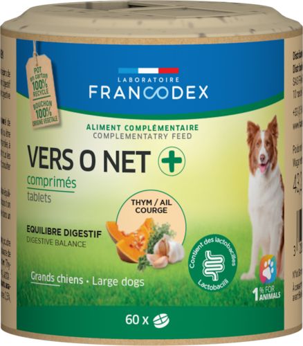 Antiparasitaire Vers O Net + pour grand chien FRANCODEX 60 comprimés (43,2g)