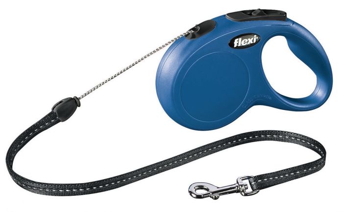 Laisse avec enrouleur bleue à cordon pour chien FLEXI NEW CLASSIC