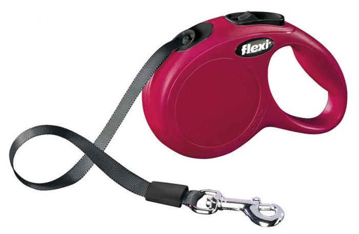 Laisse à enrouleur rouge avec sangle pour chien FLEXI NEW CLASSIC