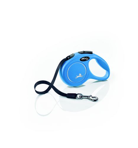 Laisse à enrouleur bleue avec sangle pour chien FLEXI NEW CLASSIC