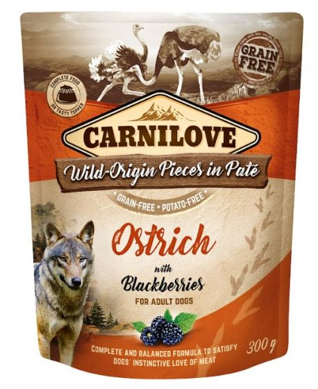 CARNILOVE Pâtée pour chien adulte autruche et mûres