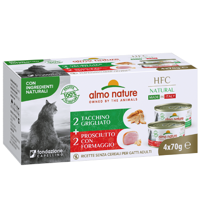 ALMO NATURE Hfc Natural Made In Italy Grain Free Dinde Grillée et Jambon Fromage
