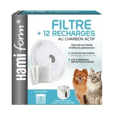 Filtre au charbon actif + 12 recharges pour chien et chat HAMI FORM