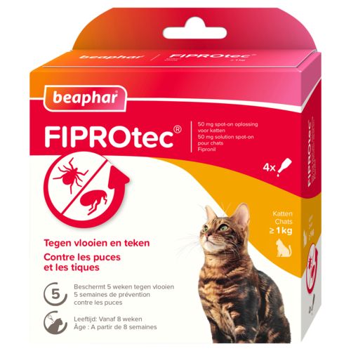 FIPROTEC Solution spot-on pour chat contre puces et tiques BEAPHAR 50 mg