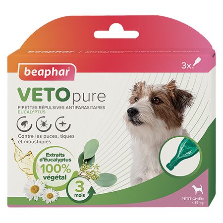 VETOPURE pipettes répulsives antiparasitaires Eucalyptus pour petit chien BEAPHAR