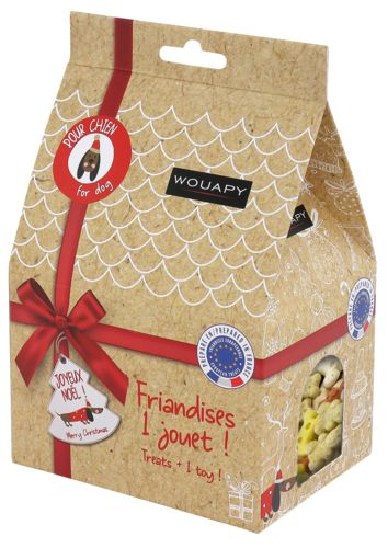 Boîte de Noël Niche pour chien avec friandises et 1 surprise WOUAPY 200g