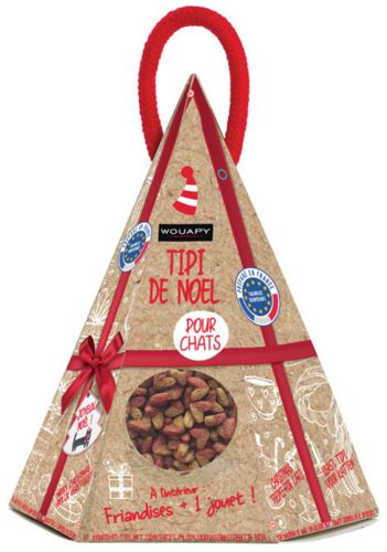Boîte de Noël Tipi pour chat avec friandises et 1 surprise WOUAPY 75g