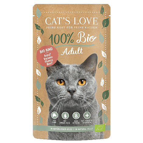 Pâtée BIO et sans céréales saveur Boeuf pour chat CAT'S LOVE 100 g