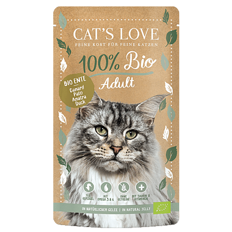 Pâtée BIO et sans céréales saveur Canard pour chat CAT'S LOVE 100 g
