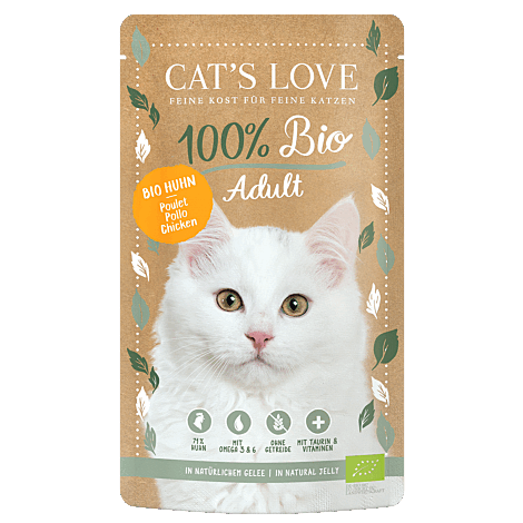 Pâtée BIO et sans céréales saveur Poulet pour chat CAT'S LOVE 100 g