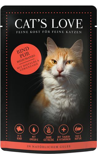 Pâtée sans céréales au Boeuf Pur pour chat adulte CAT'S LOVE