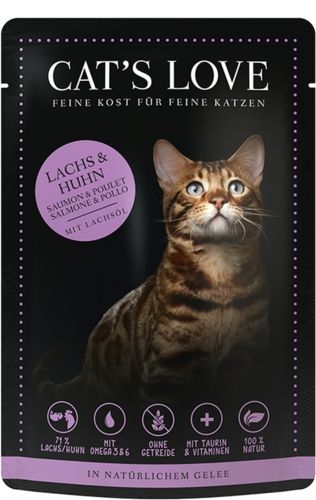 Pâtée sans céréales saveur Saumon et Poulet pour chat  CAT'S LOVE 85 g