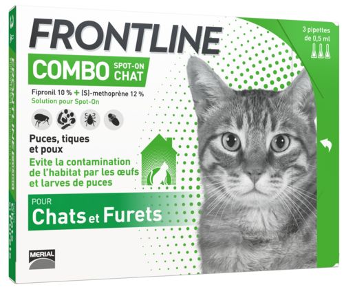 Pipettes spot-on anti puces et tiques pour chat FRONTLINE COMBO