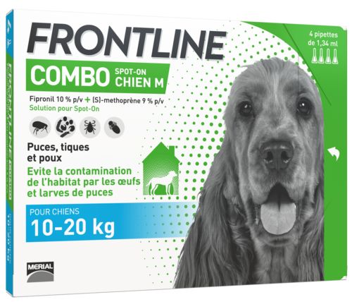 Pipettes anti-puces et anti-tiques chien de 10 à 20 kg FRONTLINE COMBO