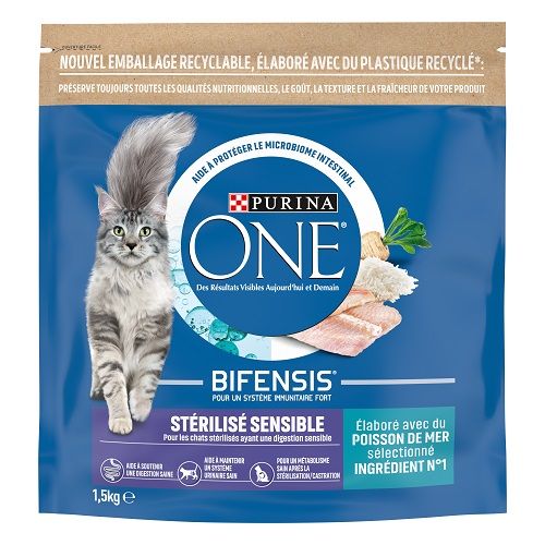 PURINA ONE Croquettes pour chat adulte stérilisé Sensible au Poisson