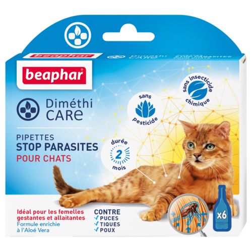 DIMETHICARE pipettes stop parasites pour chat BEAPHAR 6 x 1 ml
