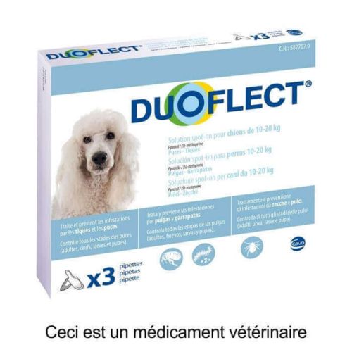 Pipettes antiparasitaires pour chien de 10 à 20 kg DUOFLECT