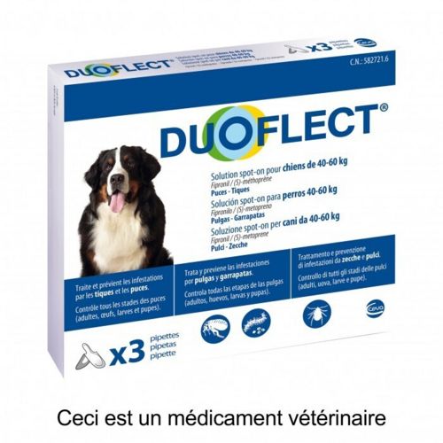 Pipettes antiparasitaires pour chien de 40 à 60 kg DUOFLECT