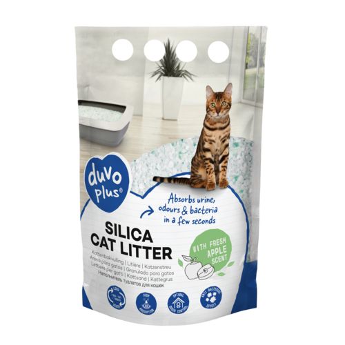 Litière pour chats Premium Silica parfum pommes DUVOPLUS 5 L
