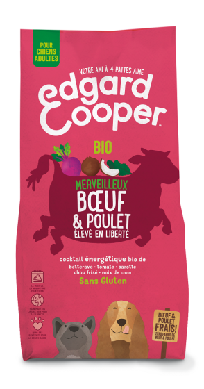 EDGARD COOPER Croquettes chien sans gluten boeuf et poulet bio 