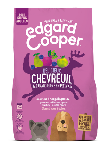 EDGARD COOPER Croquettes chien sans céréales au chevreuil et canard élevé