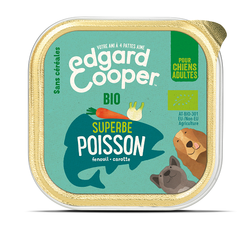 EDGARD COOPER Pâtée en barquette sans céréales au poisson bio pour chiens
