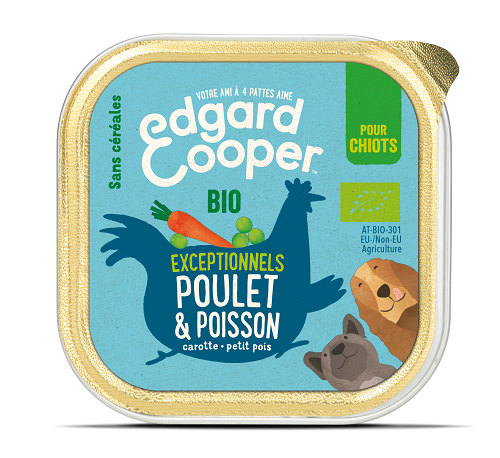 EDGARD COOPER Pâtée en barquette sans céréales aux poulet et poisson pour chiots